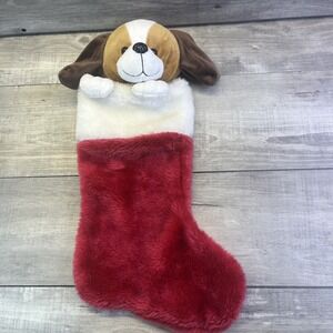 Christmas Stocking Puppy Dog Plush 3D Beagle Basset Hound Vintage
